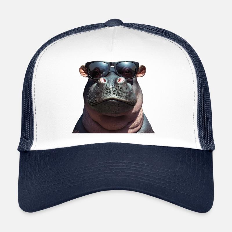 Hippo Hippo Hippo avec des lunettes de soleil Casquette trucker 
