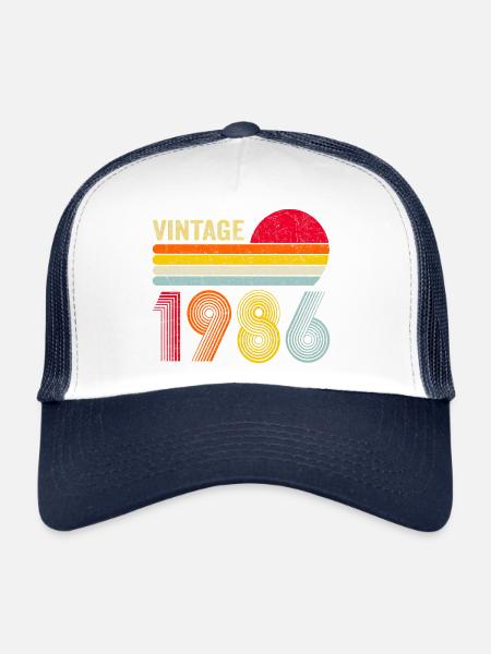 40e anniversaire de Vintage 1986 - Casquette trucker  - blanc/marine - Devant