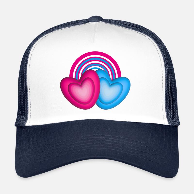 Zwei große Herzen mit Herz in Herz. Trucker Cap