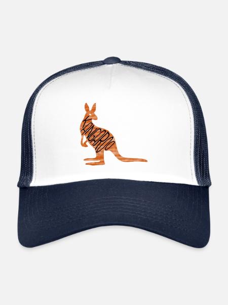 Kangaroo - Australia - Idée cadeau - Tshirt - Casquette trucker  - blanc/marine - Devant