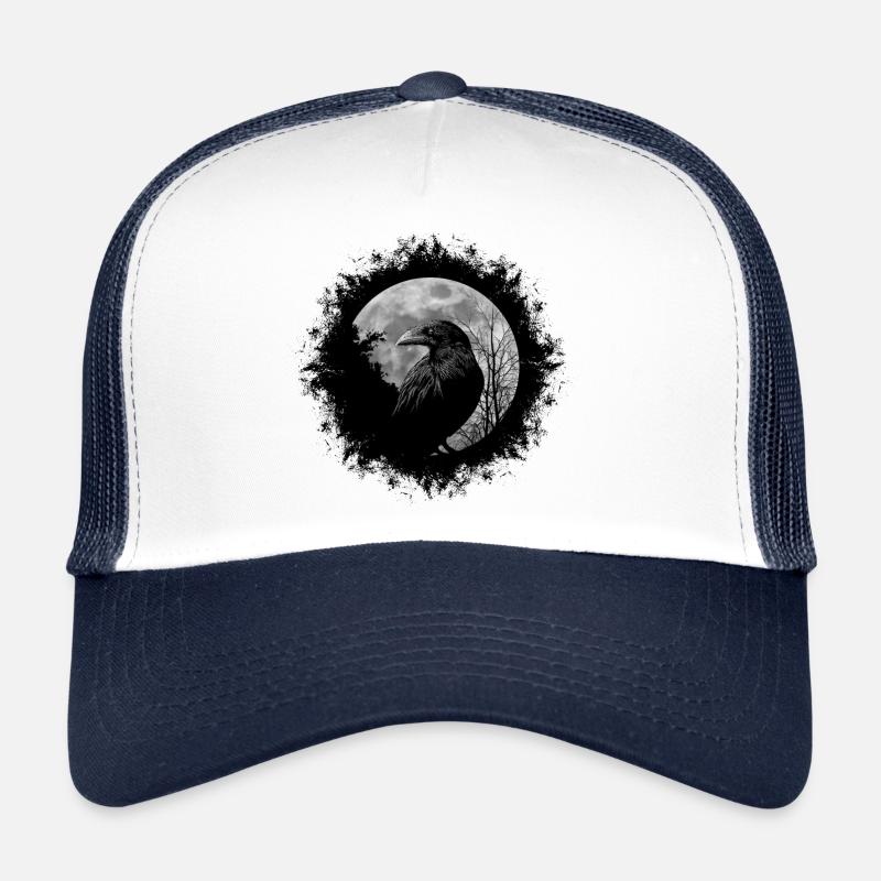Corbeau noir corbeau mystique à la pleine lune Casquette trucker 