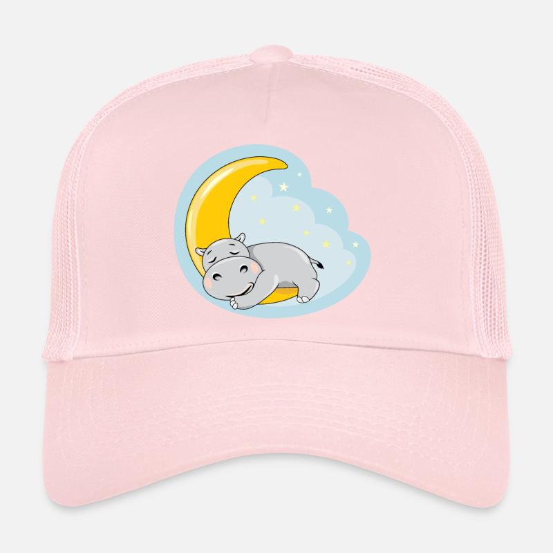 Hippopotame de sommeil mignon sur la lune Casquette trucker 