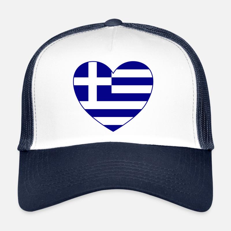 Grèce Drapeau Coeur de Hellas - Casquette trucker - blanc/marine