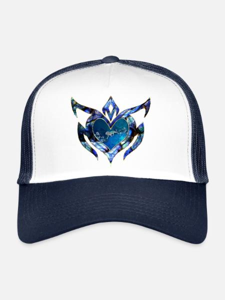 Design floral élégant - Casquette trucker  - blanc/marine - Devant