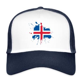 Conception du drapeau de l’Islande - Casquette trucker  - blanc/marine - Devant