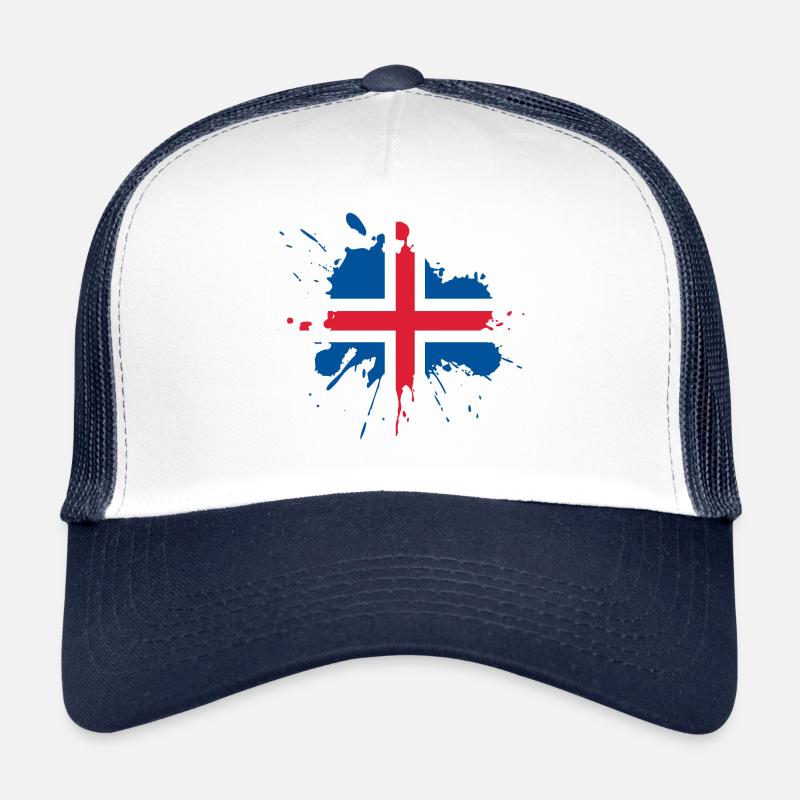 Conception du drapeau de l’Islande - Casquette trucker  - blanc/marine