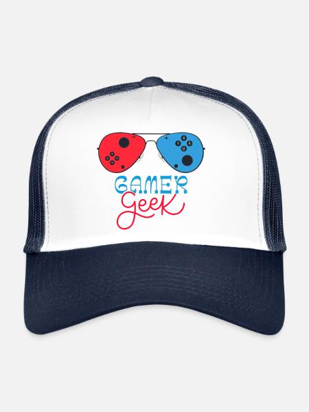 Gamer Geek Cadeau Jeux Video Console De Jeux - Casquette trucker  - blanc/marine - Devant