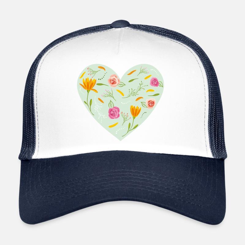 Blumiges Herz Trucker Cap