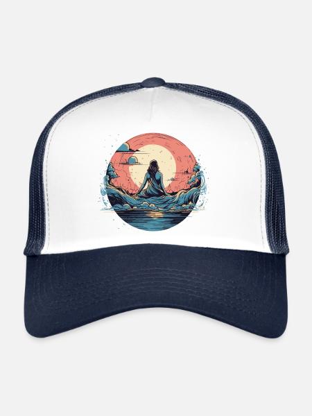 Meditation Wave - Trucker Cap - white/navy - Front
