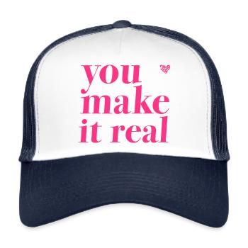 you make it real - Trucker Cap - Weiß/Navy - Vorne