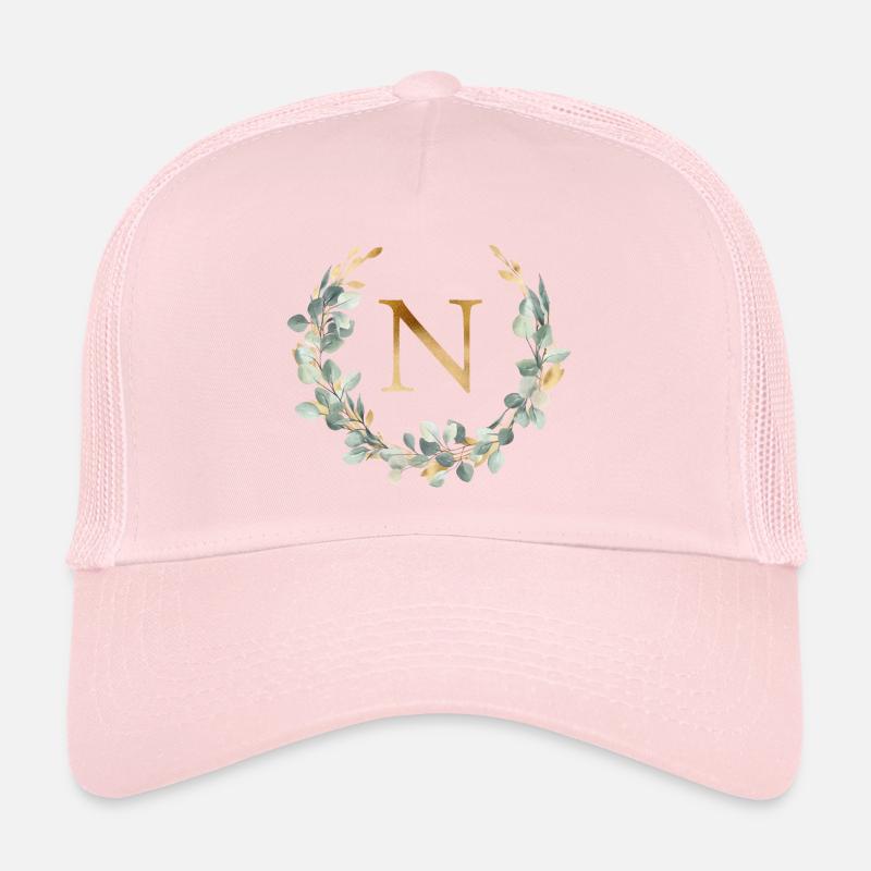 N Monogram Eucalyptus Wreath Trucker Cap