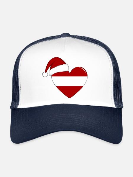 Drapeau de l’Autriche coeur de Noël - Casquette trucker  - blanc/marine - Devant