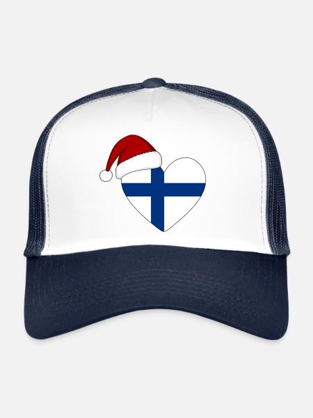 Coeur de Noël drapeau Finlande - Casquette trucker  - blanc/marine - Devant