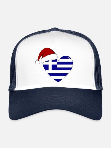 Coeur de Noël drapeau Grèce - Casquette trucker  - blanc/marine - Devant