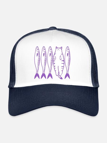 Le chat violet - Casquette trucker  - blanc/marine - Devant