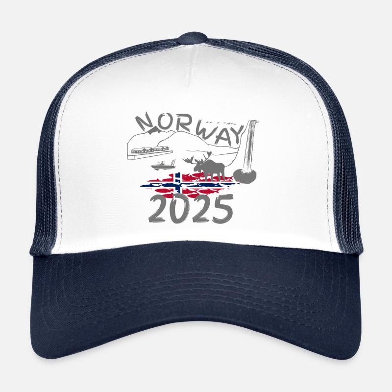 Norvège 2025 Hareng avec montagnes et pêche à l’orignal Casquette trucker 