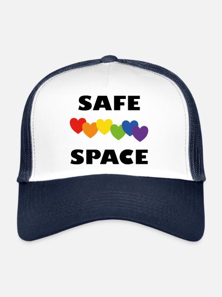 LGBTQ safe space rainbow hearts - Trucker Cap - white/navy - Front