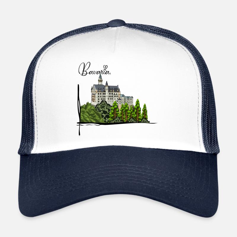 Schloss Neuschwanstein // Illustration - Trucker Cap - Weiß/Navy
