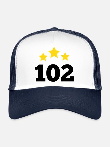 102 ans étoile - cadeau 102e anniversaire - Casquette trucker  - blanc/marine - Devant