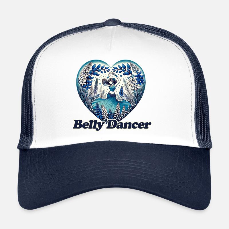 Blaue Blumen Bauchtänzerin Hafla - Trucker Cap - Weiß/Navy