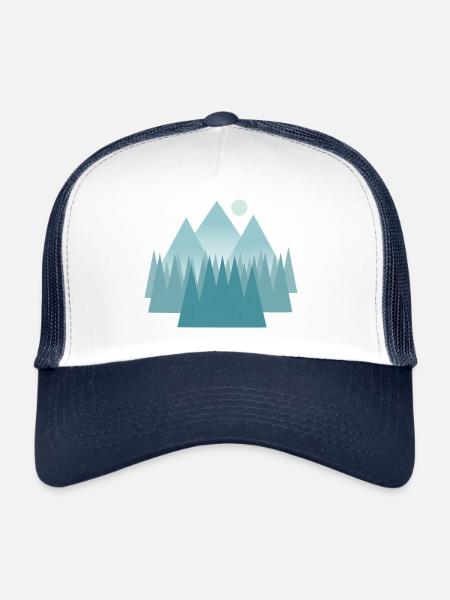 Paysage de montagne astral dans les tons bleus - Casquette trucker  - blanc/marine - Devant