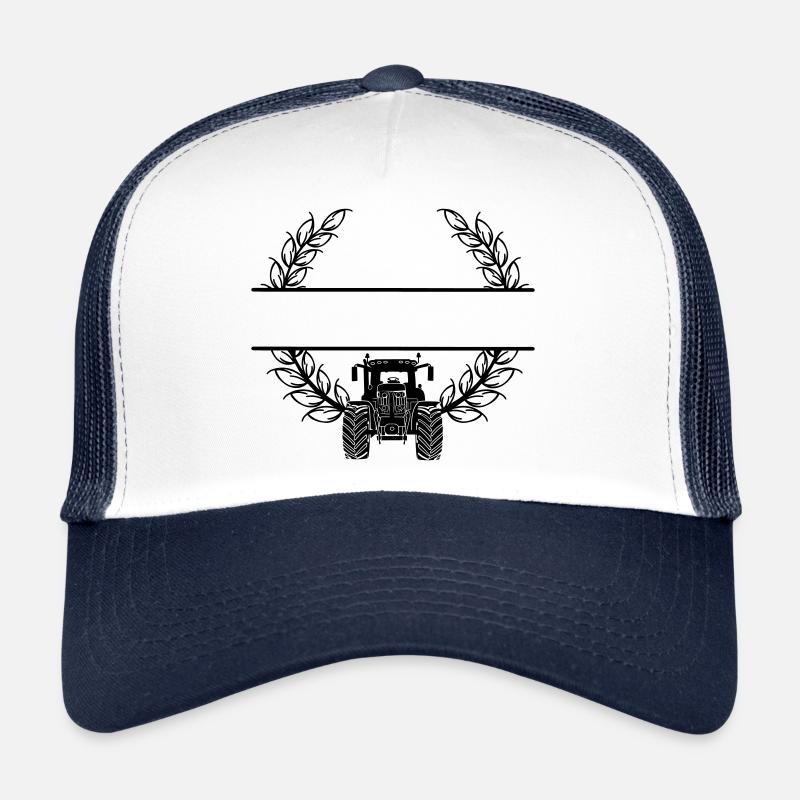 Vue de face du tracteur en couronne de blé Casquette trucker 