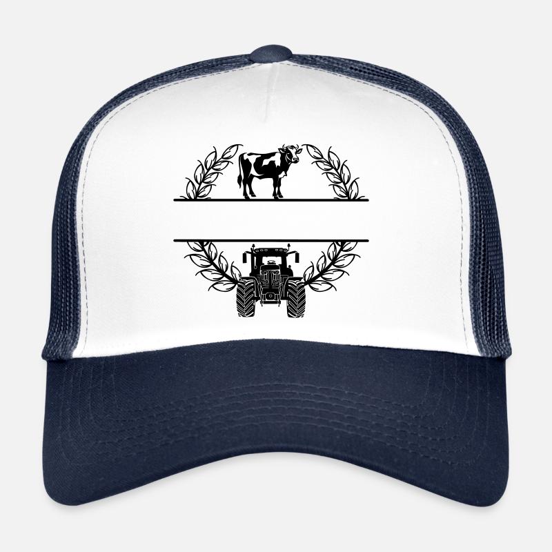Lorbeerkranz mit Kuh und Traktor – Eigener Text Trucker Cap