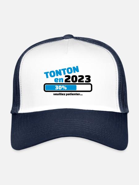 tonton en 2023 veuillez patienter - Casquette trucker  - blanc/marine - Devant