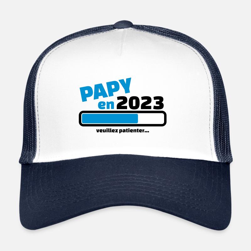 papy en 2023 veuillez patienter - Casquette trucker  - blanc/marine