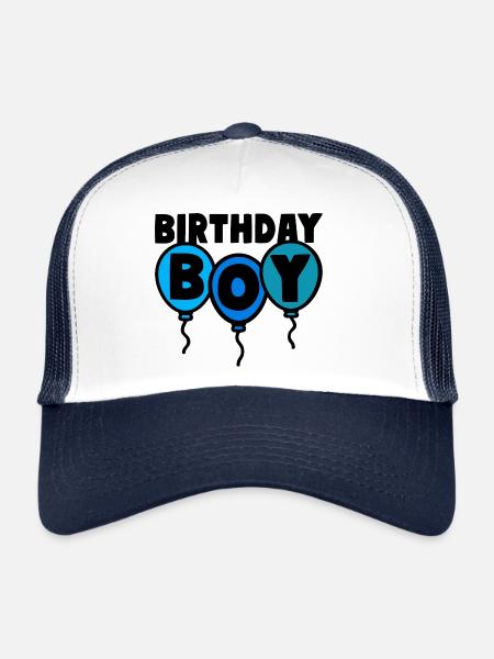Anniversaire Garçon Anniversaire Enfant - Casquette trucker  - blanc/marine - Devant