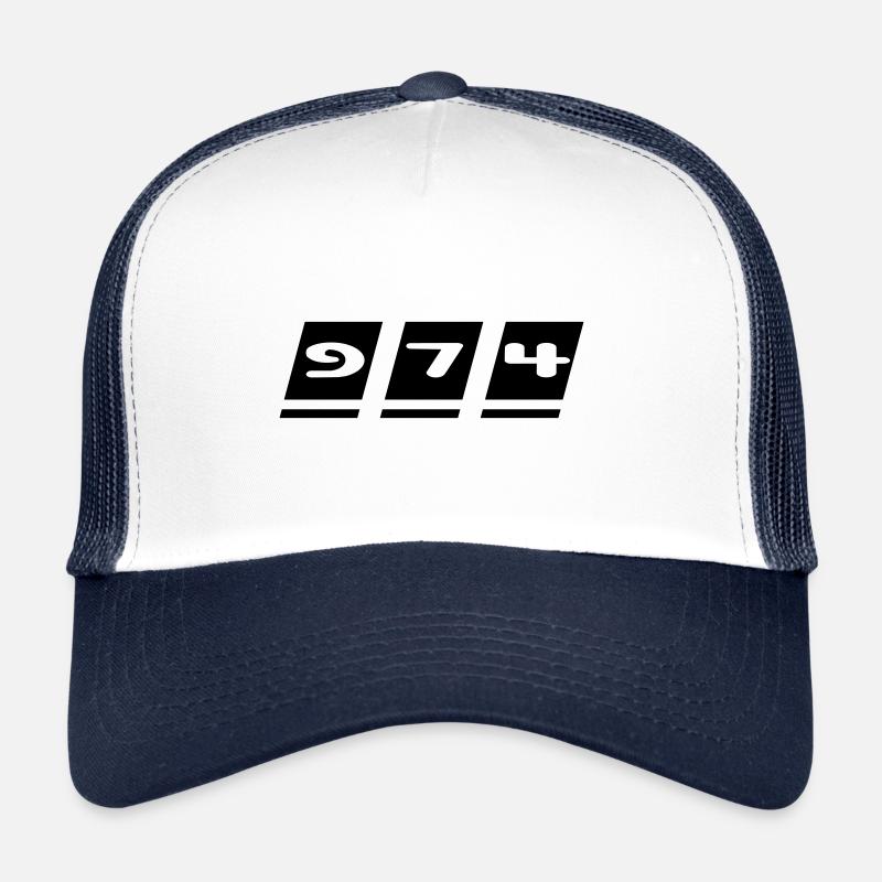 974, La Réunion - Casquette trucker  - blanc/marine