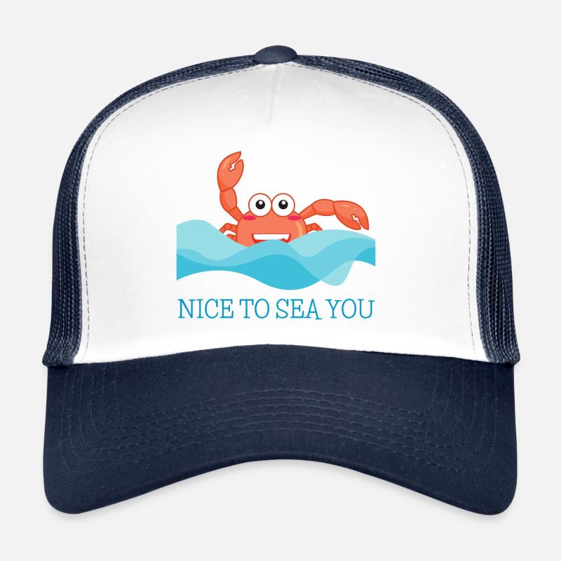 Crab crab in the sea greets with "Nice to see you!" Trucker Cap