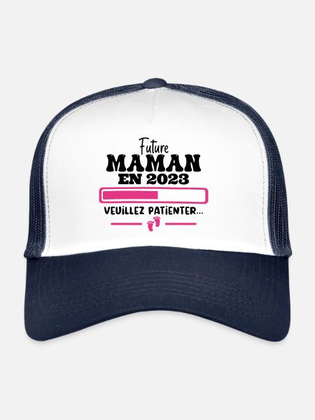 Future Maman 2023 Cadeau Nouvelle Naissance Maman - Casquette trucker  - blanc/marine - Devant