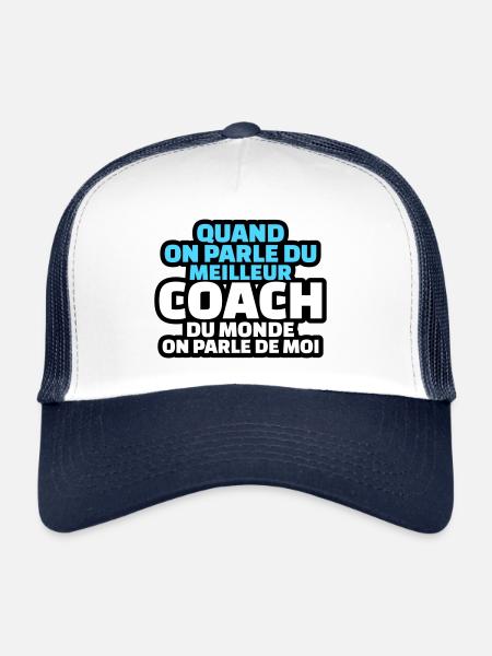 quand on parle du meilleur coach on parle de moi - Casquette trucker  - blanc/marine - Devant