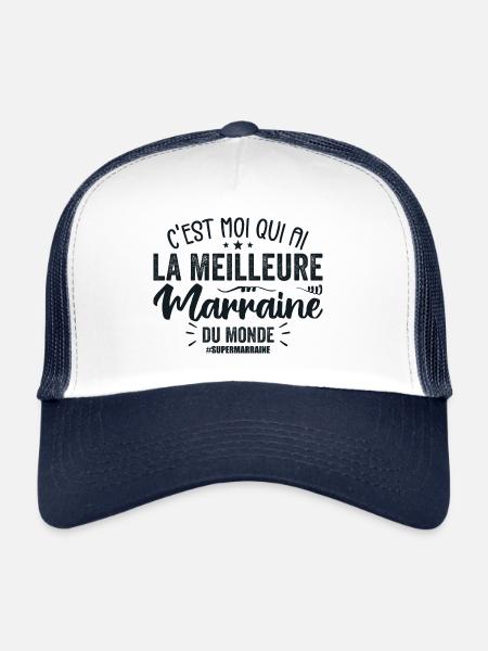 Meilleure Marraine Super Marraine Cadeau Marraine - Casquette trucker  - blanc/marine - Devant
