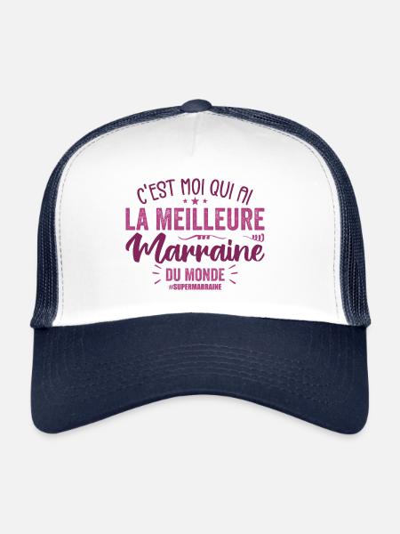 Meilleure Marraine Super Marraine Cadeau Marraine - Casquette trucker  - blanc/marine - Devant
