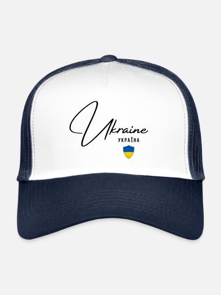 Drapeau ukrainien, fierté ukrainienne - Casquette trucker  - blanc/marine - Devant