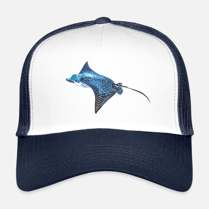 Rochen Adlerrochen Fisch Meerestier - Trucker Cap - Weiß/Navy