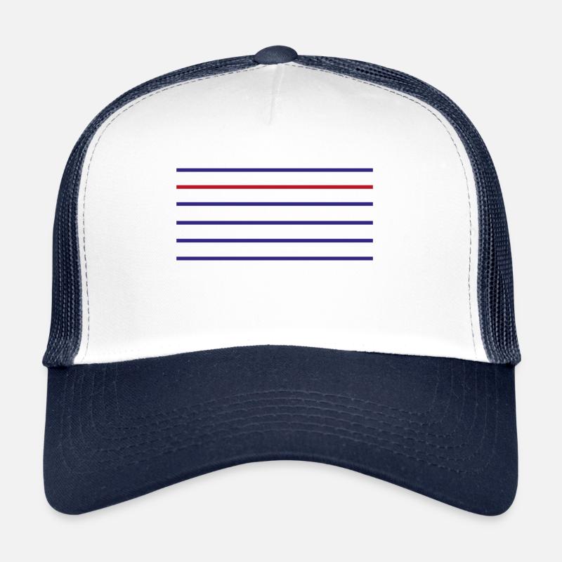 Marinière bleu et rouge - Casquette trucker - blanc/marine