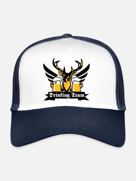 176 Super cerf drink team aile bière - Casquette trucker  - blanc/marine - Devant