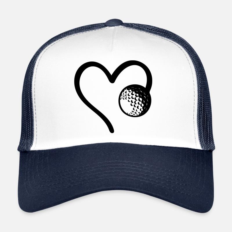 Golfball Herz Golfer - Trucker Cap - Weiß/Navy