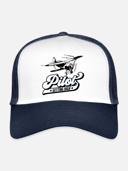 Fliegen Flieger Pilot Pilotin | Farben änderbar - Trucker Cap - Weiß/Navy - Vorne