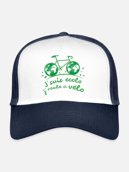 Je suis écolo, je roule à vélo ! - Casquette trucker  - blanc/marine - Devant