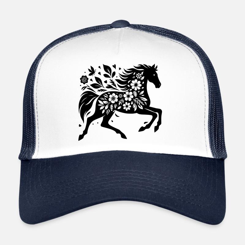 Fleurs De Silhouette De Cheval Casquette trucker 