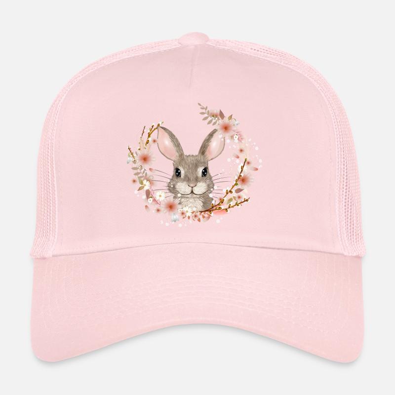 Couronne de printemps avec lapin comme lapin de Pâques Casquette trucker 