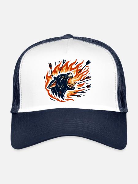 chat avec des flèches - Casquette trucker  - blanc/marine