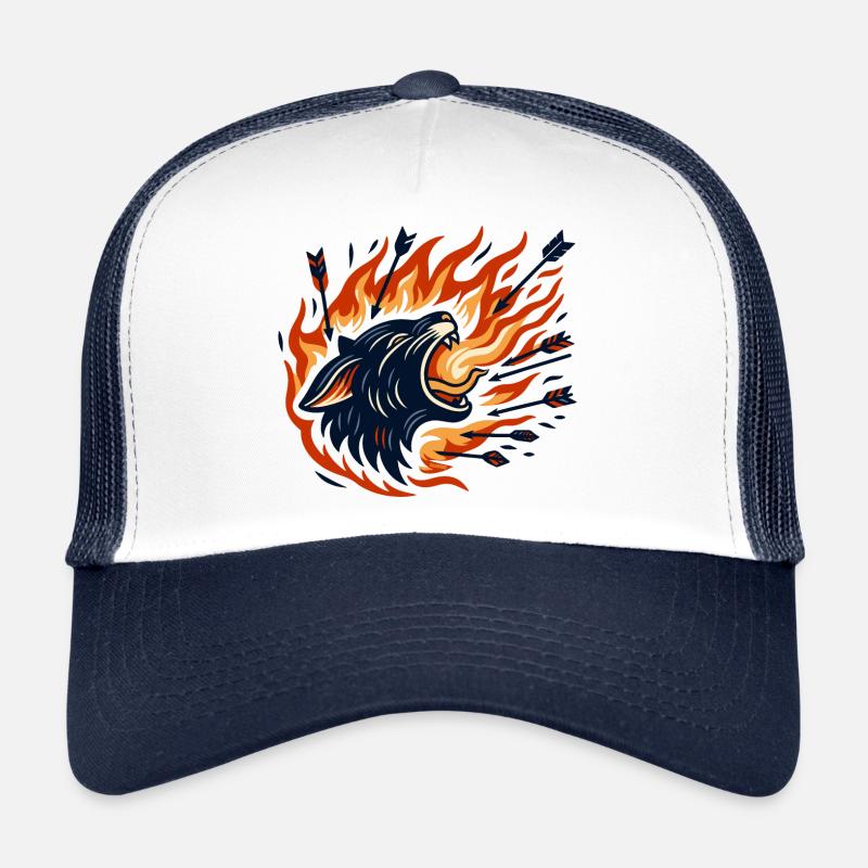 chat avec des flèches - Casquette trucker  - blanc/marine