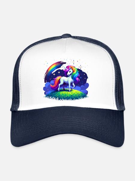 Magie de la licorne - Casquette trucker  - blanc/marine - Devant
