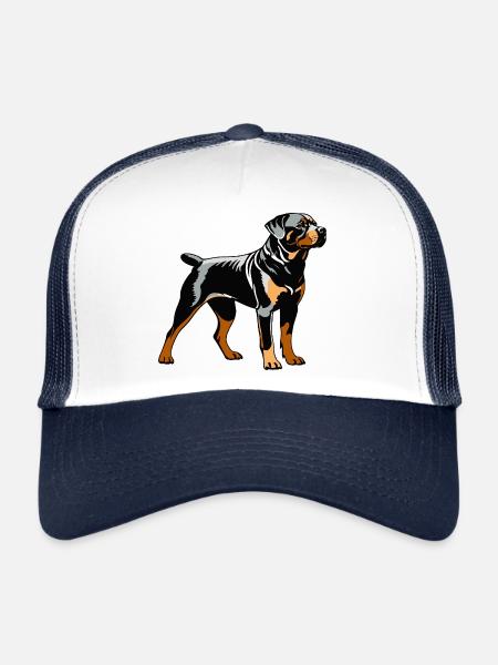 Rottweiler - Autocollant pour chien de compagnie - Casquette trucker  - blanc/marine - Devant