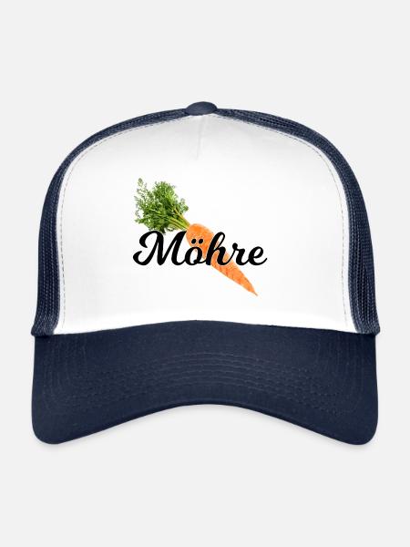 Möhre / schwarze Schrift - Trucker Cap - Weiß/Navy - Vorne